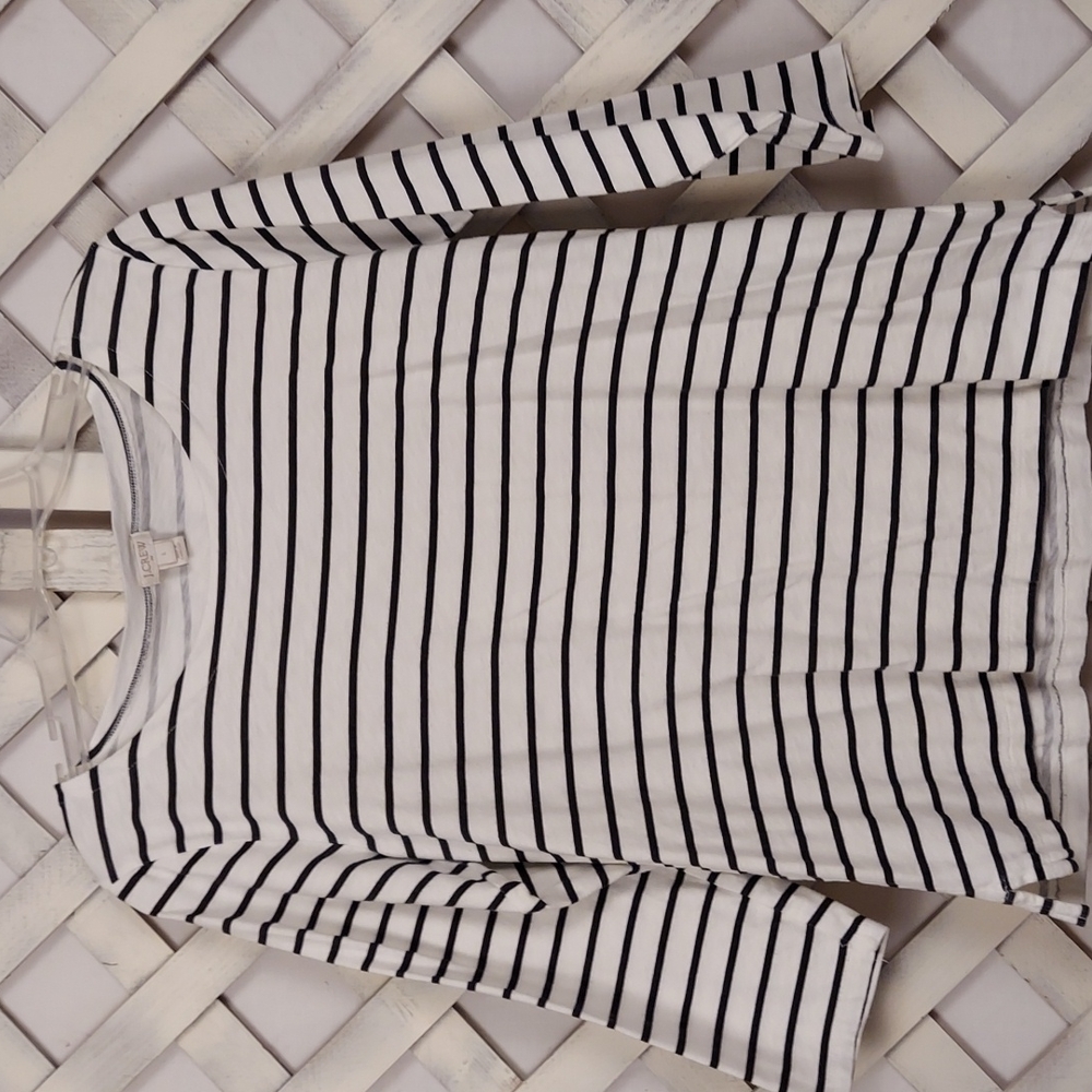 J Crew 3/4 Sleeve w/Boatneck in Striped Knit Fabric Size Large